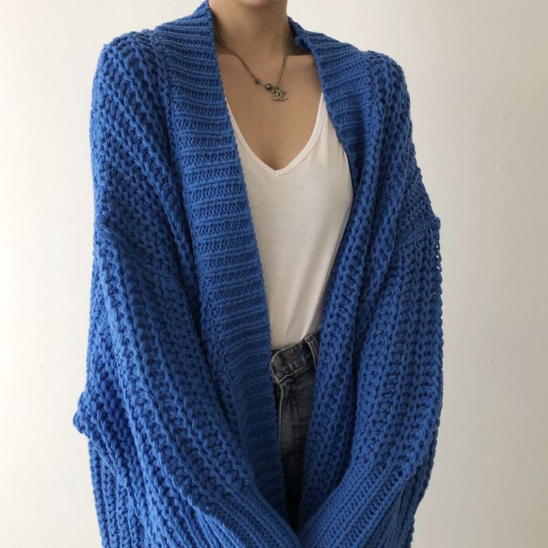Women's Clothing Women's Long Cardigan Sweater, Oversized Knit Open Front Coat, Soft Acrylic Blend, V-Neck, Solid Color, Casual & Chic_voghion.com