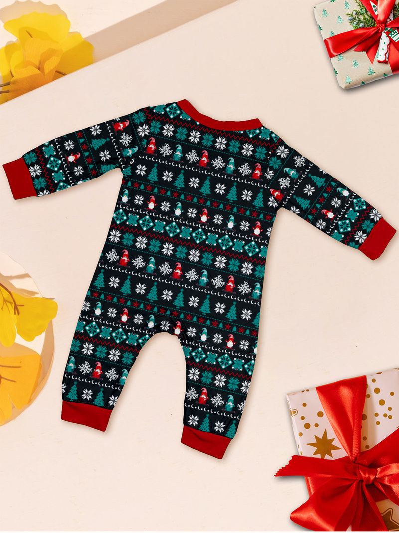 Christmas tree stripes full of flowers Christmas family clothing printed home clothes pajamas_voghion.com