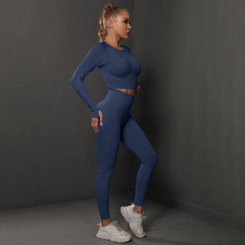 Costum de yoga sport, alergare, fitness, fără cusături, culoare piersică, strâmt, pentru ridicarea șoldurilor, pentru femei_voghion.com
