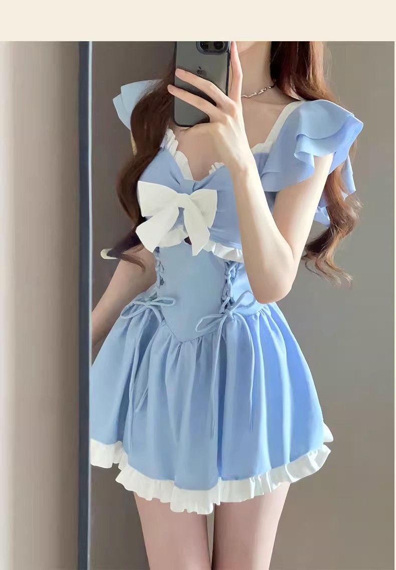 Maillot de bain une pièce pour femme, sensation haut de gamme, nouveau style de robe de princesse mignonne et douce pour l'été, conservateur, flatteur,_voghion.com