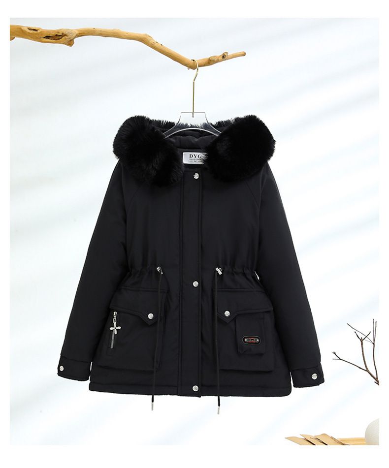 Parka invernale da donna con cappuccio in pelliccia sintetica, piumino lungo, capospalla foderato spesso, cappotto casual alla moda dalla vestibilità ampia per donna_voghion.com
