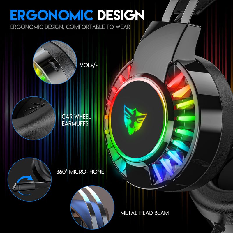 G605 Neutral Gaming Headset With PC Microphone Noise Reduction Headset For Glowing Chicken Eating Gaming Cross-Border_voghion.com