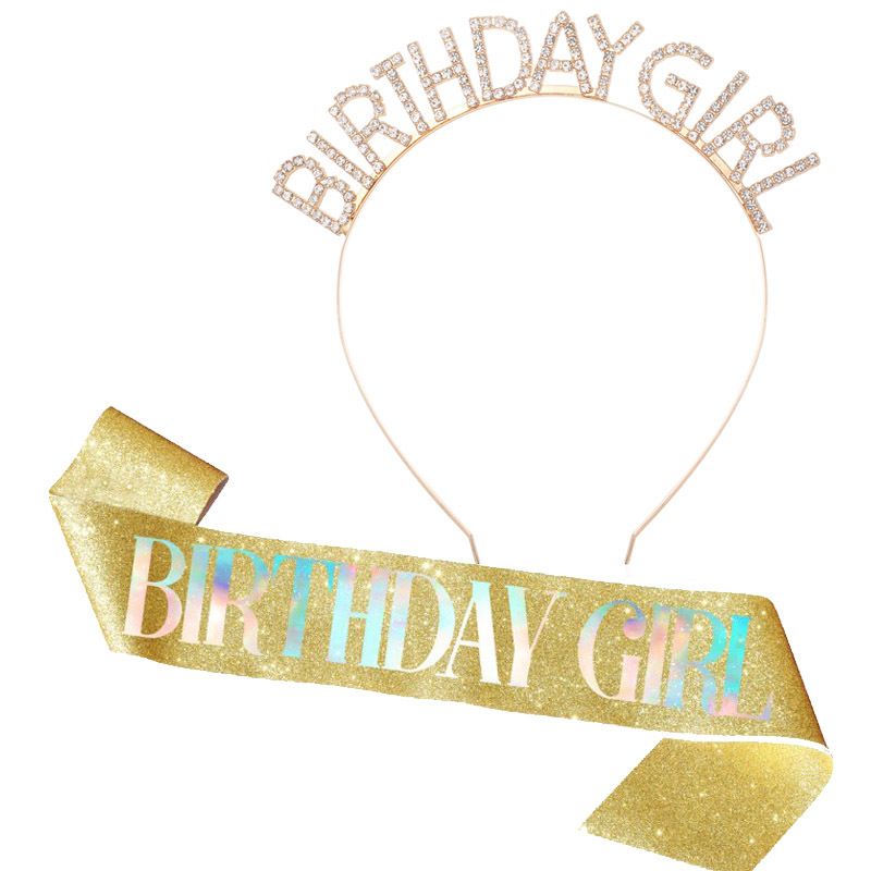 Mädchen Königin Stirnband Party Geburtstag Party Geschenk GEBURTSTAG Mädchen Glitter Bunte Schulter Gurt Etikette Gürtel_voghion.com