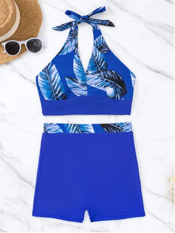 Costume da bagno intero da donna, con stampa digitale, con lacci, scollo all'americana, boxer, bikini sexy_voghion.com