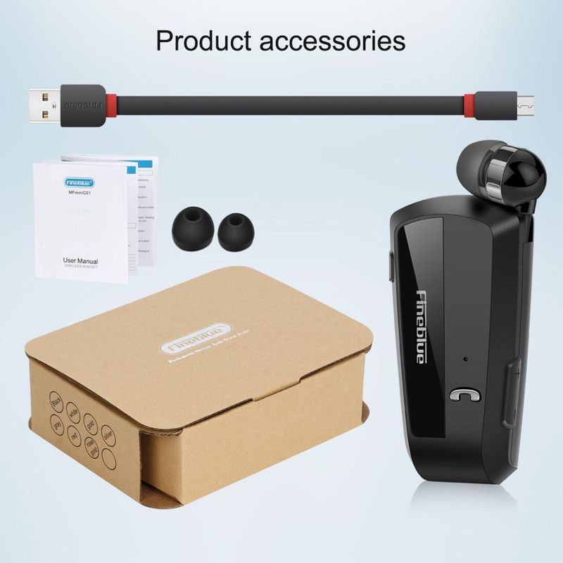 Fineblue F990 CVC6.0 Noise Reduction Lavalier Bluetooth Earphone, Support Vibration Reminder(Black)_voghion.com