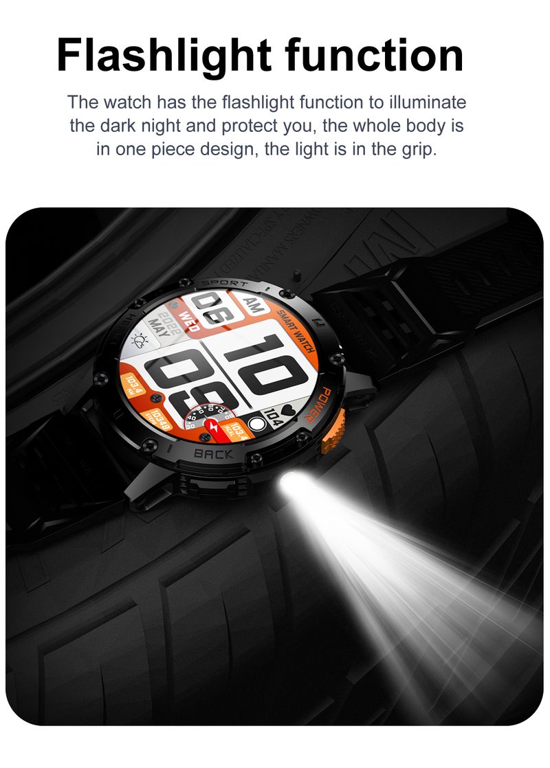 2025 New Smart Watch Men Outdoor 530mAh Large Battery Bluetooth Call Sport Fiess Bracelet AMOLED Screen Flashlight_voghion.com