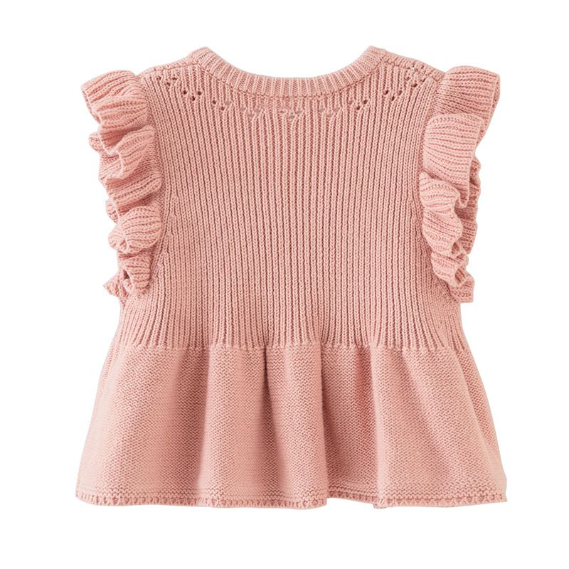 Gilet in cotone biologico per bambine – Cardigan girocollo senza tempo (80-120 cm, sicurezza di classe A, 2 tonalità neutre)_voghion.com