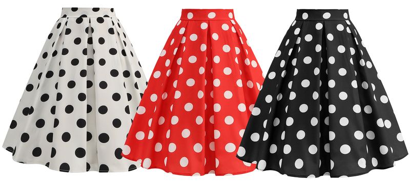 GraceChic X Cross-Border Women's Manufacturer Wholesale European And American Fashion Versatile Polka Dot Print Half Pleated Waist_voghion.com