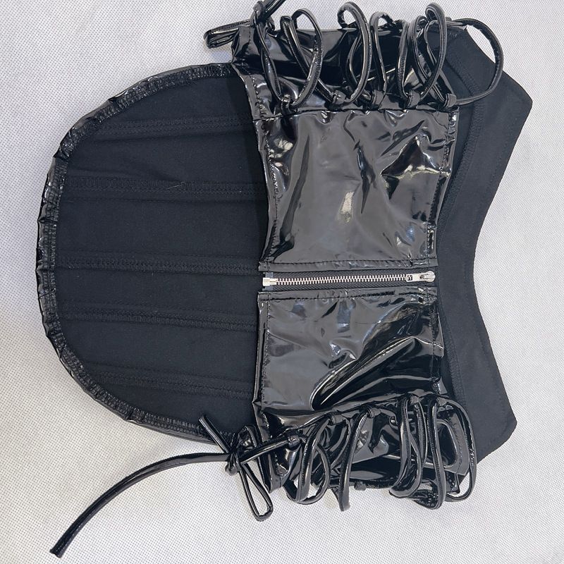 Women's sexy hottie metallic strap top top fishbone waist waist vest_voghion.com