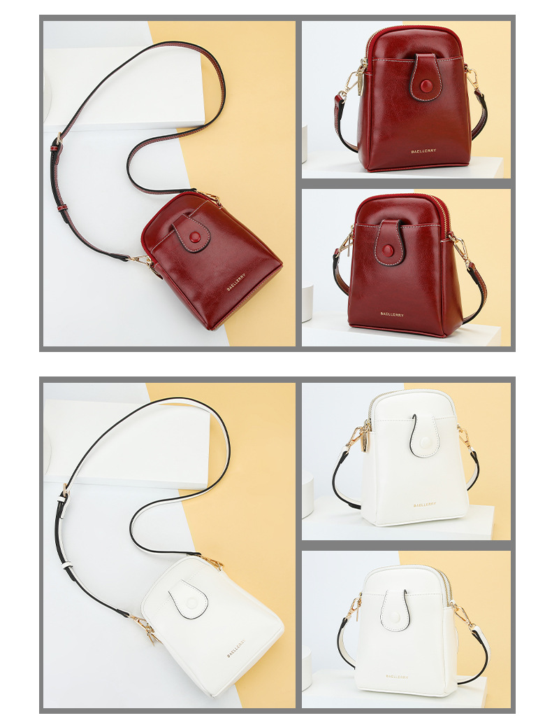Borsa per cellulare nuova borsa a tracolla con doppia cerniera in pelle cerata da donna Baellerry versatile borsa a tracolla portamonete_voghion.com