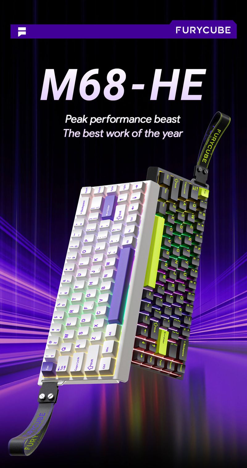 FURYCUBE M68HE Professionelle Gaming-Tastatur mit magnetischer Achse, 8K Reaktionszeit, RT, einstellbarem Tastenhub_voghion.com