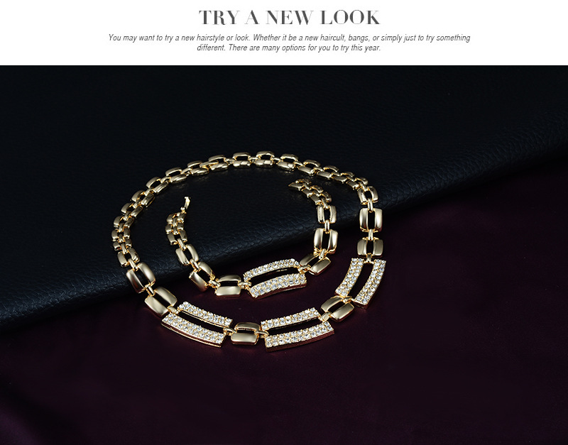 Übertriebene geometrische Mode, afrikanischer Strass-Schmuck-Set, Anhänger, Edelstein, vergoldete Ohrringe, Braut-Bankett-Schmuck, Geschenke_voghion.com