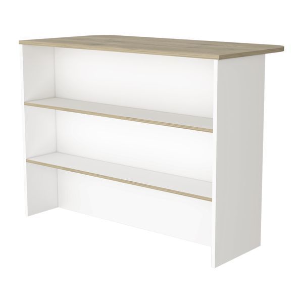 White And Light Pine 3-Tier Shelf Kitchen Island_voghion.com