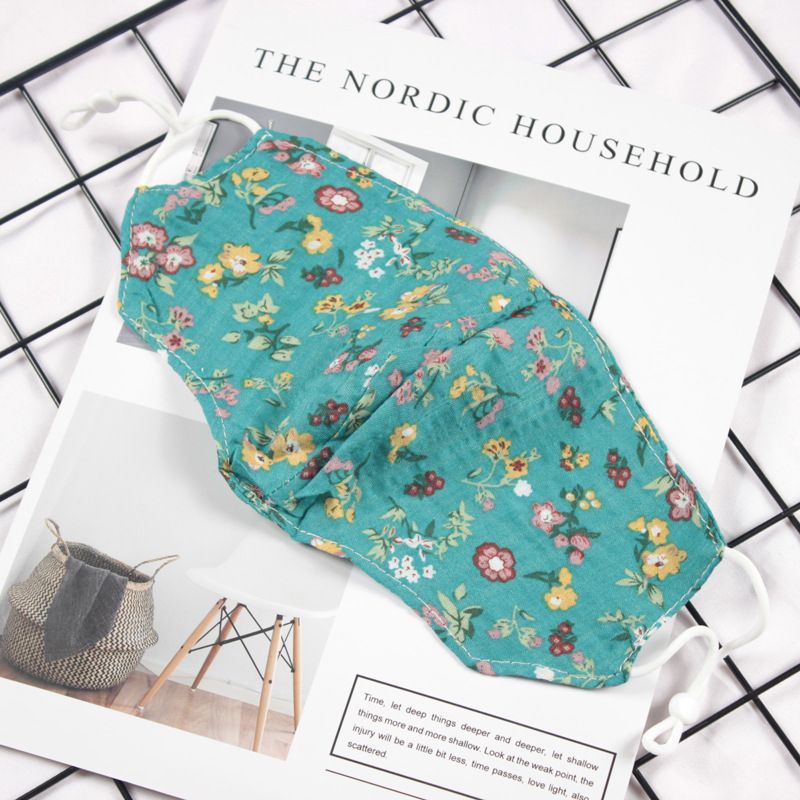 Klein vers bloemenpatroon Dubbellaags ademend verstelbaar stofmasker voor vrouwen_voghion.com