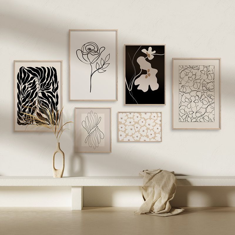 Nordic Niche Abstract Geometric Canvas Floral Line Multi-Panel Combination Livi Room Background Wall Decorative_voghion.com