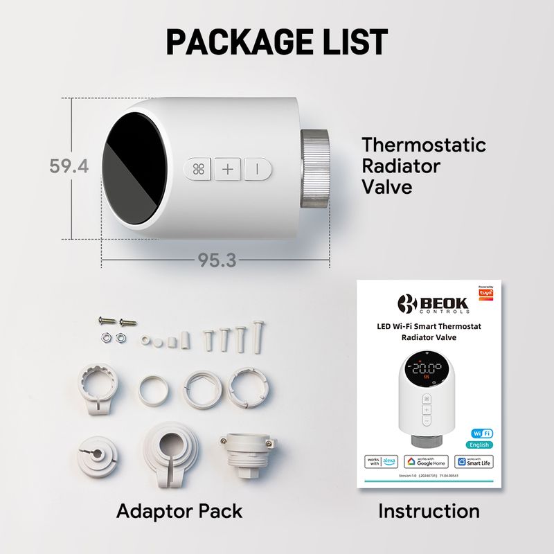 Thermostat de chauffage programmable Smart TRV Thermostat Vae Tuya WIFI Zigbee Radiateur avec Google Home Alexa_voghion.com