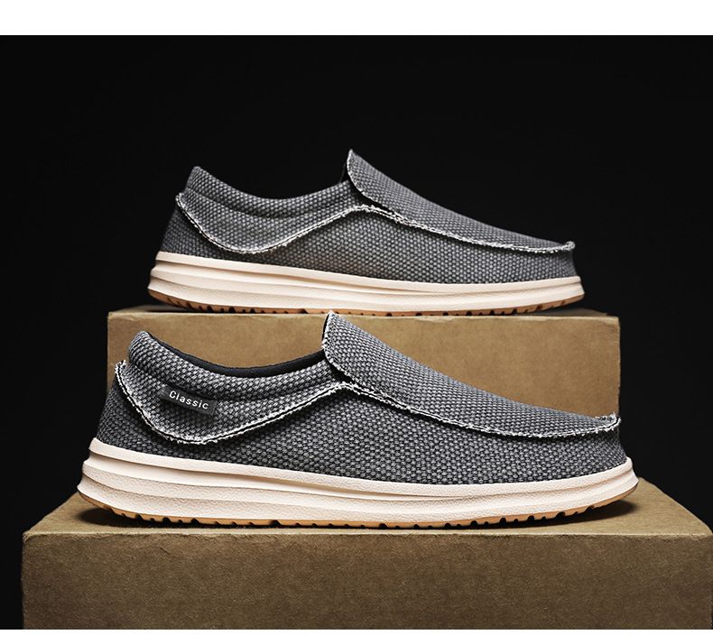 New Loafers Casual Men's Flat Canvas Shoes Ultra-Light Large Size Slip-On_voghion.com
