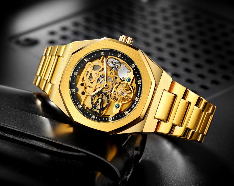 Men's Automatic Mechanical Watch With Luminous Hands, Three Subdials, And Day Display - Stainless Steel Band Six Pin Week Steel Belt Mechanical Watch_voghion.com