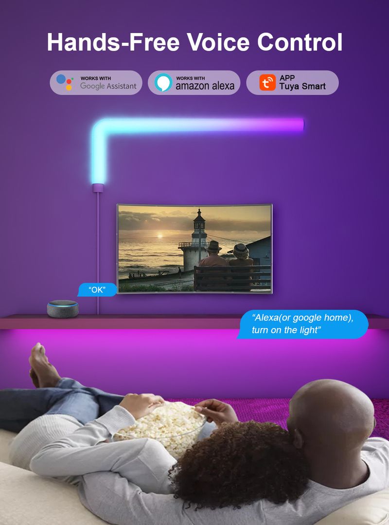 Intelligent Creative RGBIC Splicing Wall Remote Control Music Sync Smart LED Light Bedroom Decoration Atmosphere Lamp_voghion.com