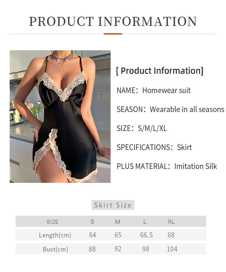 Camicia da notte semplice e sexy, estiva, sottile, da casa, pigiama in seta ghiacciata, casual, traspirante, da donna_voghion.com