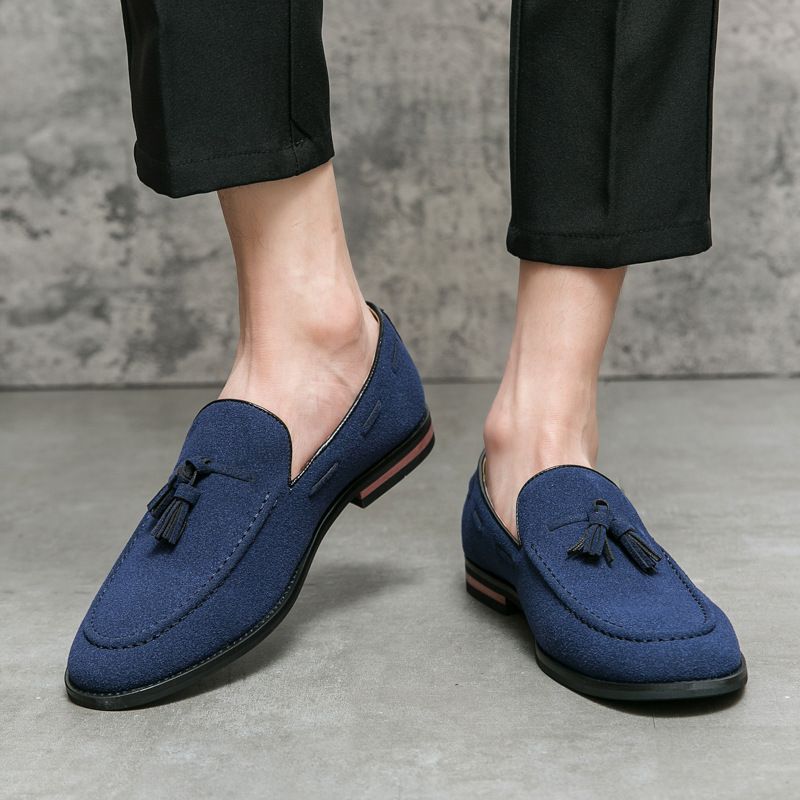 Mode Spitzschuh Männer Quaste Kleine Lederschuhe Herren Casual Loafers Mokassins_voghion.com