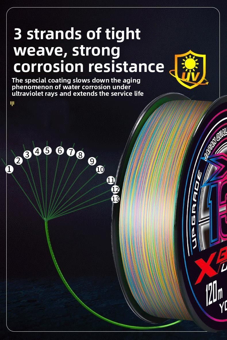 131 Multicolor YGKPE Special PE 12 Treccia Lunga Lancio Nero Nucleo Resistente all'Usura Avvolto Linea Forte_voghion.com