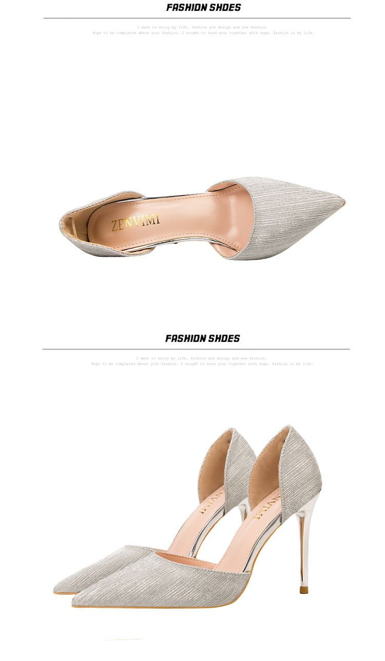 Sexy pointy women's shoes hollowed-out high heels nightclub slimming stiletto heels sandals_voghion.com