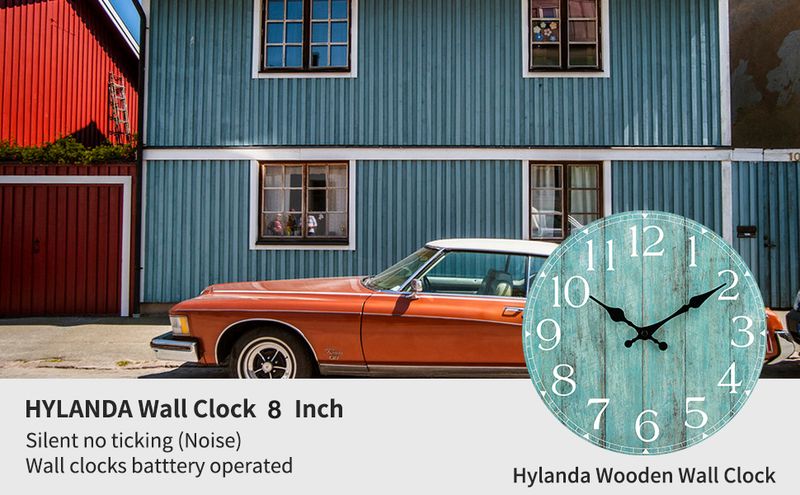 Orologio da parete blu HYLANDA - Batteria silenziosa - Decorazione rurale_voghion.com