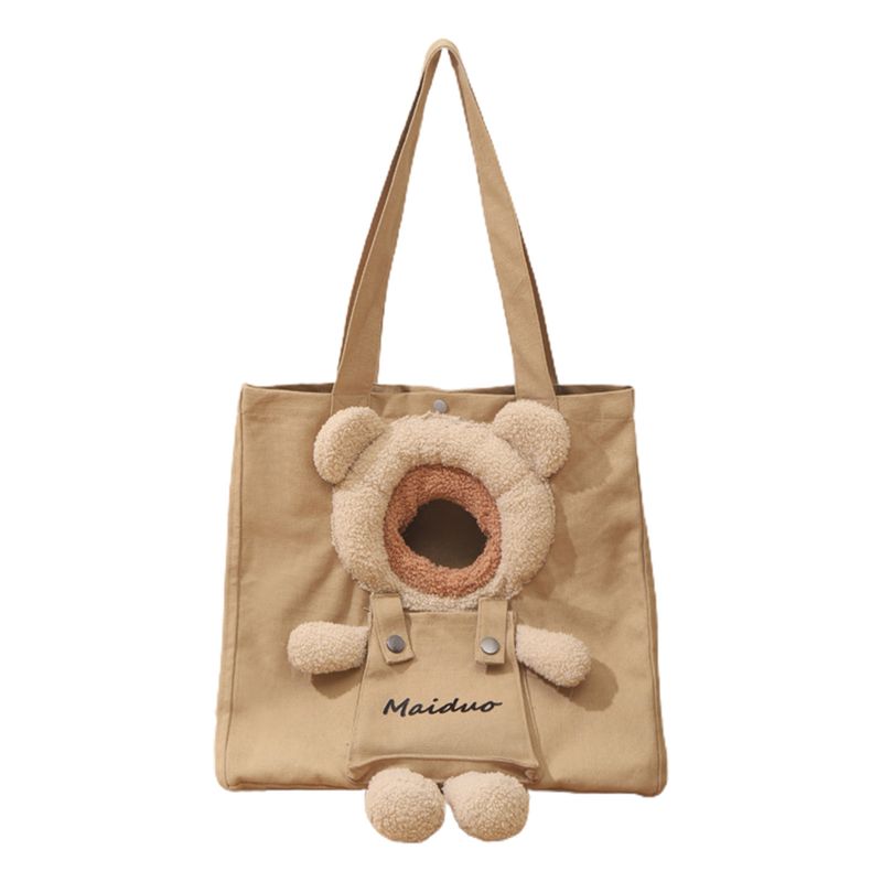 Guangying Cat Carrying Bag Breathable Large Capacity Portable Cartoon Bear Decor Pet Cat Dog Travel Carrier Outdoor Supply_voghion.com