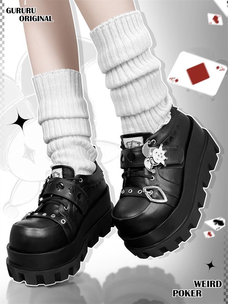 Weird Poker GURURU Original Y2k Subculture Clown Poker Theme Punk Hottie Soft Soled Thick Soled Shoes_voghion.com