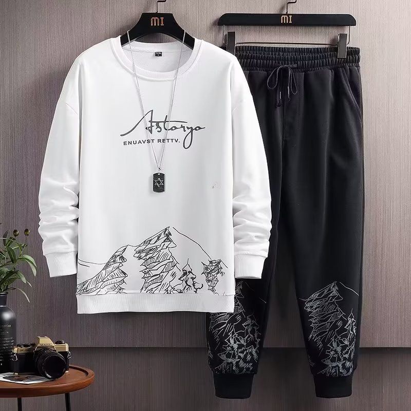 Traje deportivo para hombre, estilo primaveral y otoñal, holgado y moderno, ropa informal de otoño para adolescentes guapos, un conjunto a juego_voghion.com