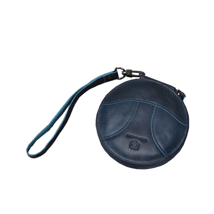 Genuine Leather Card Holder Round Purse Top Layer Cowhide Zipper Small Portable Handmade Storage Coin Organizer_voghion.com