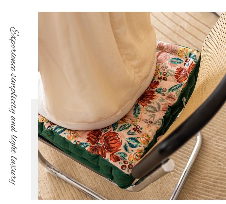Portable Seat Cushion With Handle – Floral Design Thick Comfort Pillow For Chair, Sofa & Floor (Washable Polyester, Non-Slip, Office & Home Decor)_voghion.com