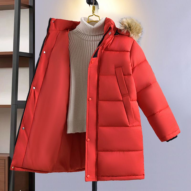 Manteau d'hiver en coton pour garçon, version coréenne, grande taille, lettre pour enfants, mi-long, en duvet, épais et chaud, tendance_voghion.com