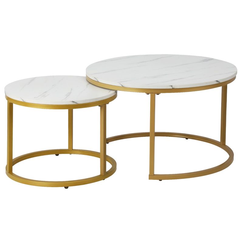 Nesting Coffee Tables Set Of 2 Round Stacking Sofa Side Tables For Living Room_voghion.com