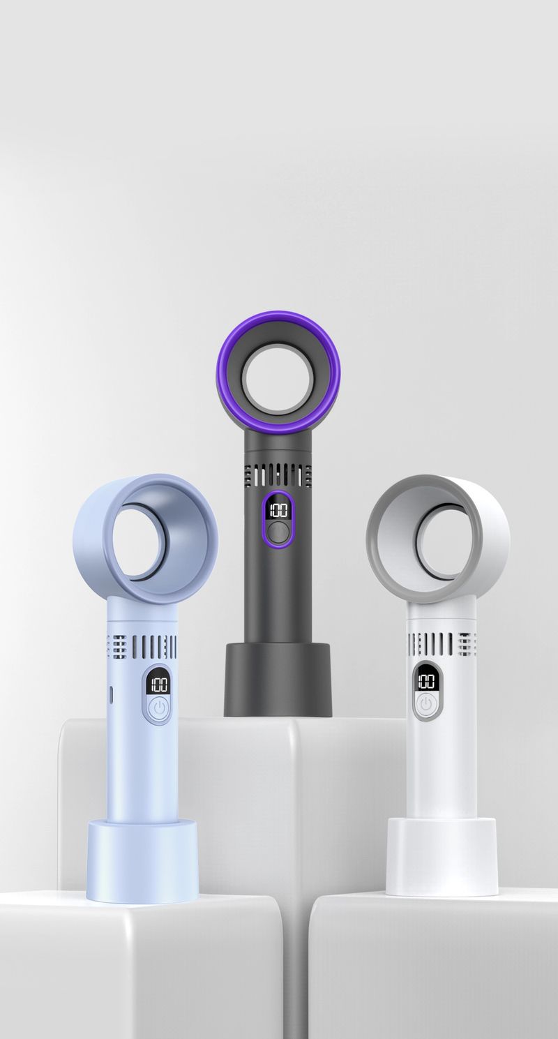 25 New Digital Display Mini Handheld USB Rechargeable Bladeless Portable Small Fan_voghion.com
