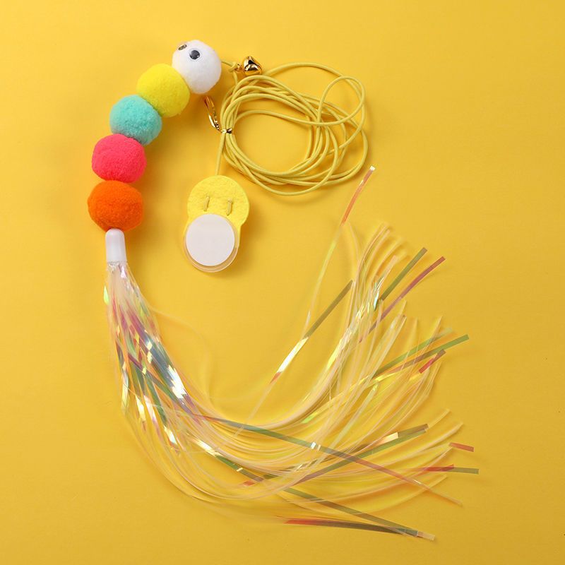 Caterpillar Feather Bell Wand Swing Toy Hanging Door Teaser Cat Self-Entertainment Gadget_voghion.com