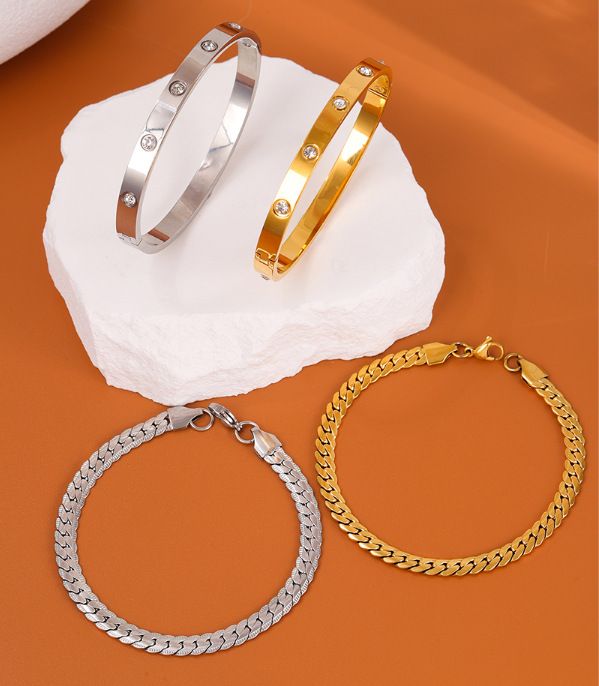 1 Set Stylesch Einfach Diamant Kette Temperament Männer Bracelet Set_voghion.com