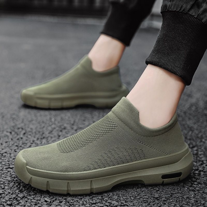 2024 new style flying woven summer and autumn breathable sports shoes men's slip on socks shoes casual coconut shoes wholesale_voghion.com