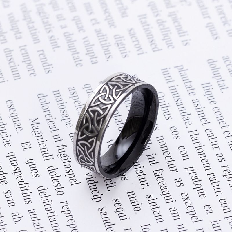 Anello da uomo audace con runa vichinga in acciaio al titanio, stile nordico, nuovo design_voghion.com