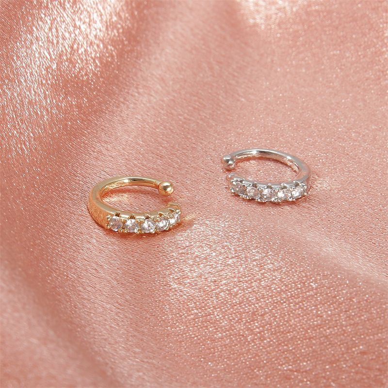 Korean version of simple geometric zircon hollow ear clip cold wind temperament one-piece no hole earrings earrings women's_voghion.com