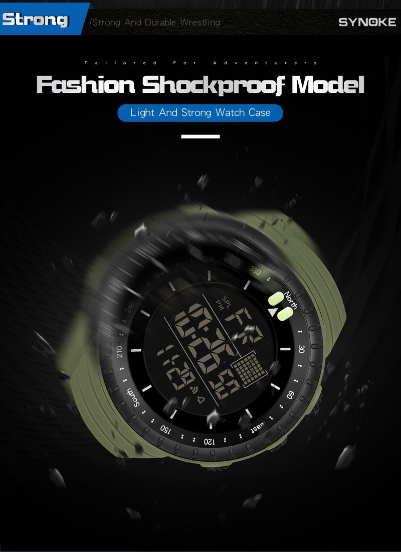 Men's Digital Sports Watch With Night Light, 50m Waterproof, Stopwatch, Alarm, Large Screen For Outdoor, Hiking, And Daily Use Trendy Student Watch_voghion.com