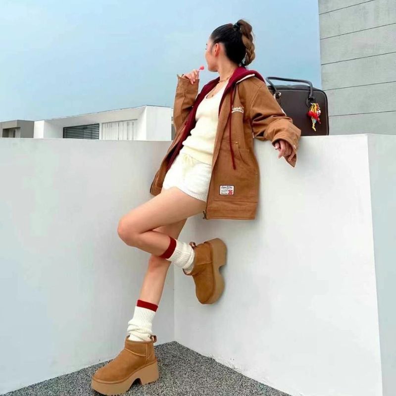New autumn winter for women with soles, mermaid slope heels, increased height, thick wool, snow cotton, and warm mini_voghion.com