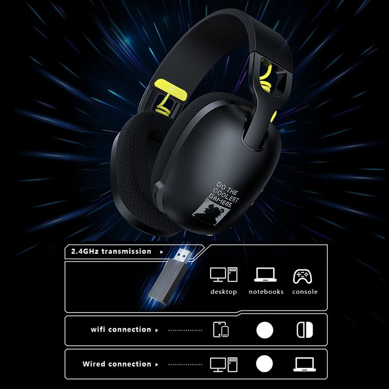 Wireless Gaming Headset 2.4GHz/BT 5.3/Wired Over Ear Headphones With Noise Canceling Microphone For PS4 PC Laptop_voghion.com
