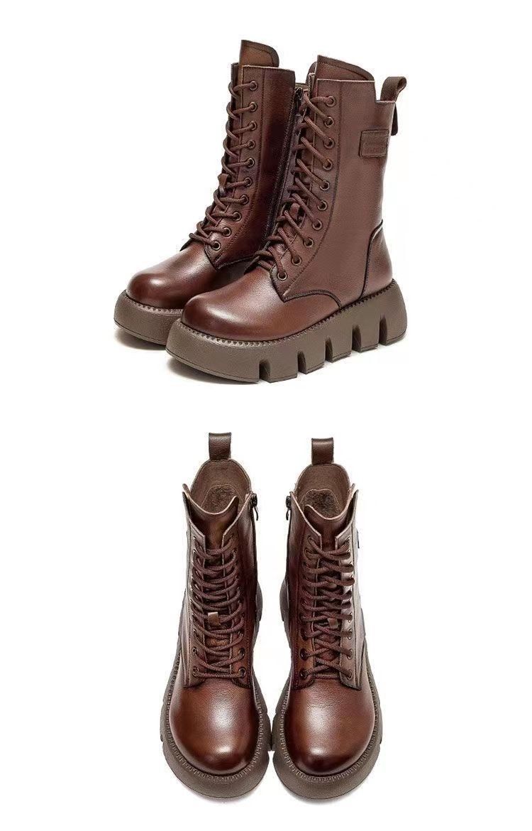 Winter Nieuwe High Barrel Martin Dikke Zool Warme Vrouwen Casual Mode Veelzijdige Veterschoenen Katoenen Laarzen Voor Vrouwen_voghion.com