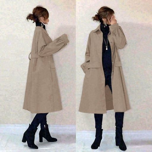 In Stock Japanese Style 2025 Spring New Turn-Down Collar Mid-Length Casual Trench Coat Jacket_voghion.com