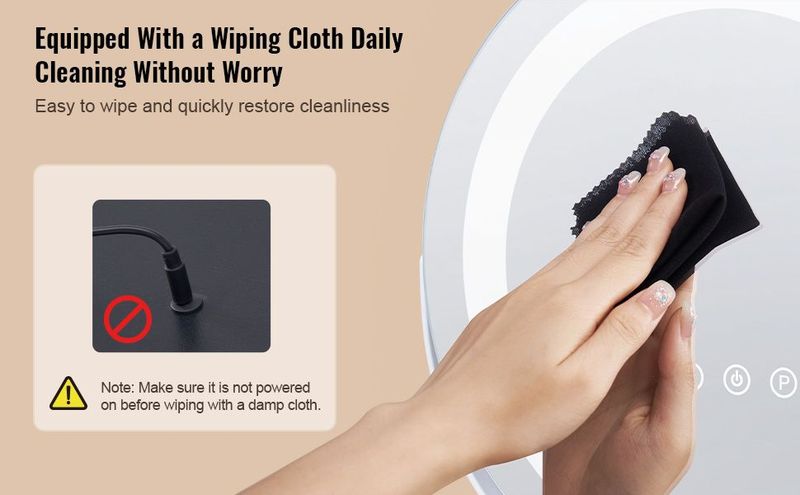 VEVOR 12' Vanity Mirror With Lights LED Makeup Round W/ Smart Touch For Bedroom_voghion.com