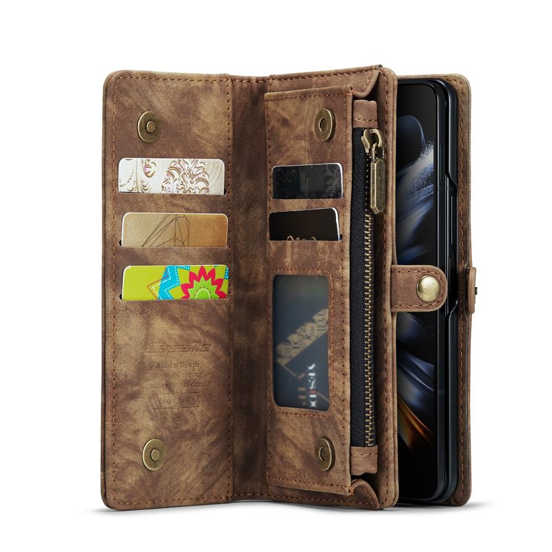 Applicable Galaxy Z Fol4 Leather Case Card Samsung Z Fol5 Phone Case Multi-Function Folding Wallet_voghion.com