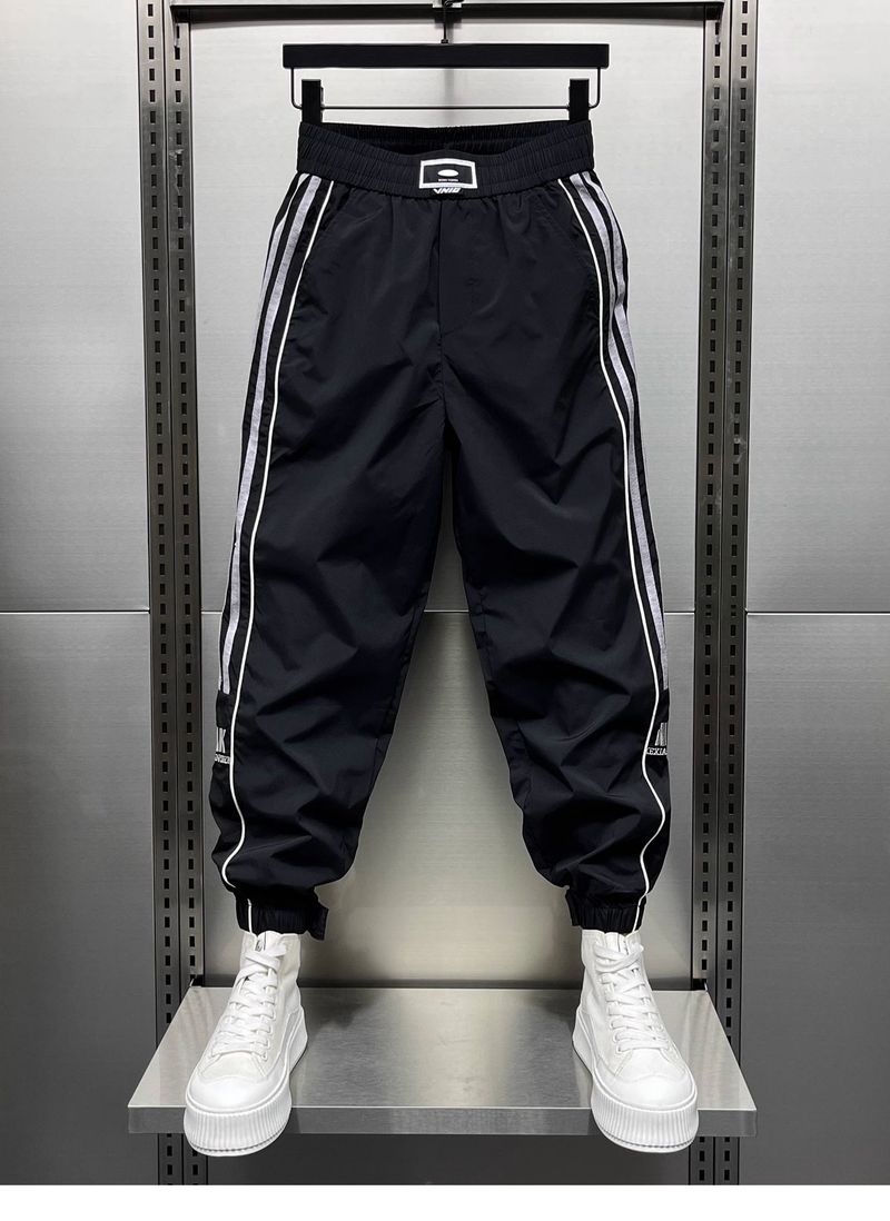 Trendy gestreifte Sommer-Sporthose für Herren, dünn, schnelltrocknend, modische, vielseitige Freizeit-Leggings für Jugendliche, verkürzte Hose_voghion.com