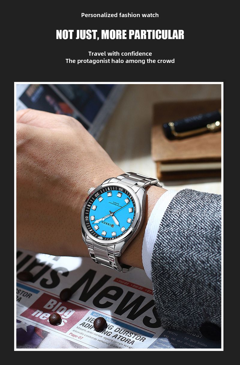 Herrenuhr aus Edelstahl, wasserdicht, mit Mineralglas, Quarzwerk, Business-Casual-Armbanduhr für den Alltag, Herrenuhr_voghion.com